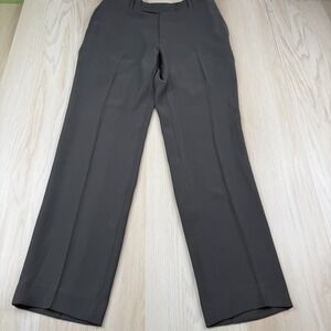 Masatomo Mens Gray Flat Front Straight Leg Regular Fit Comfort Dress Pants Sz L